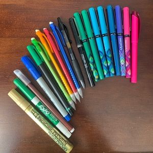 Lot of 19 Pilot Ink Pens Markers Pencil Dry Erase Sharpie Expo Gold Paint School